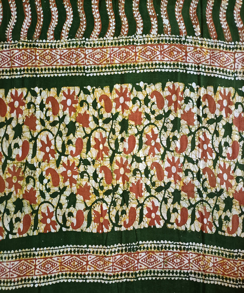3pc Green red handspun handwoven cotton batik dress material