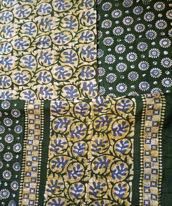 3pc Green violet handspun handwoven cotton batik dress material