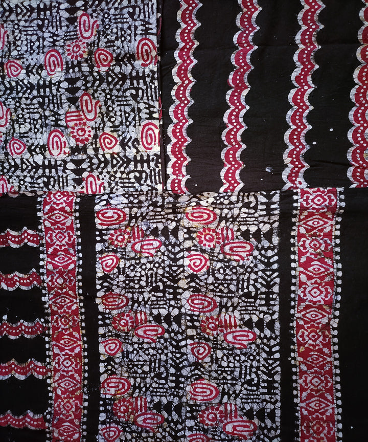 3pc Black pink handspun handwoven cotton batik dress material