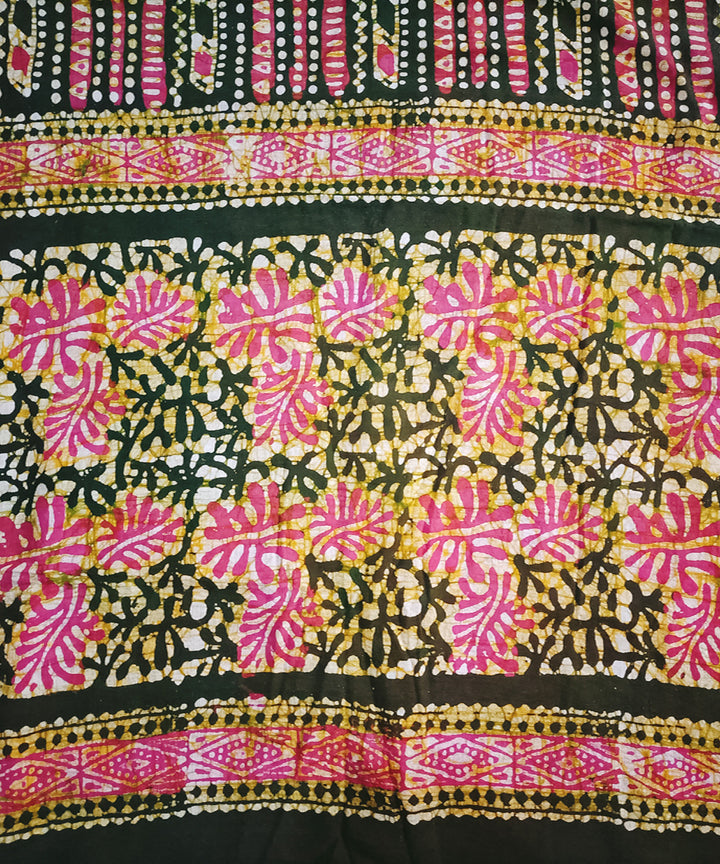 3pc Green pink handspun handwoven batik cotton dress material