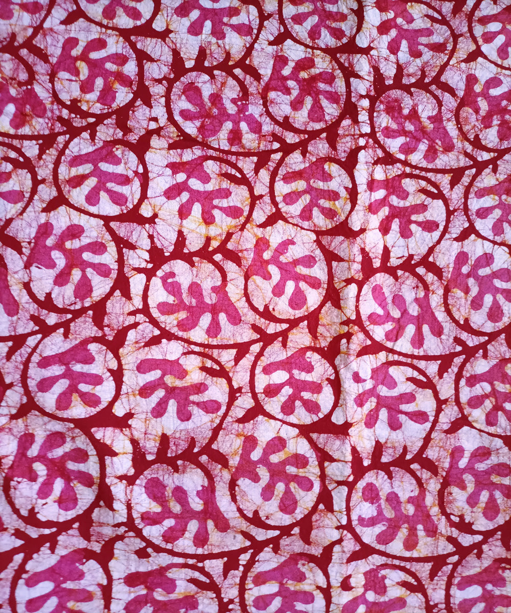 3pc Red pink handspun handwoven cotton batik dress material