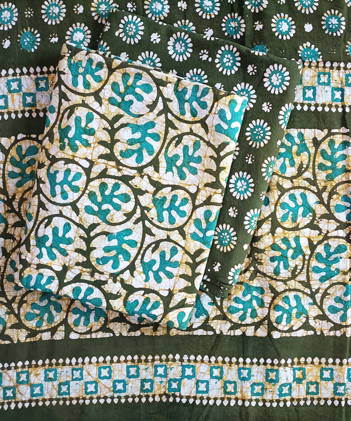 3pc Sea green handspun handwoven cotton batik dress material