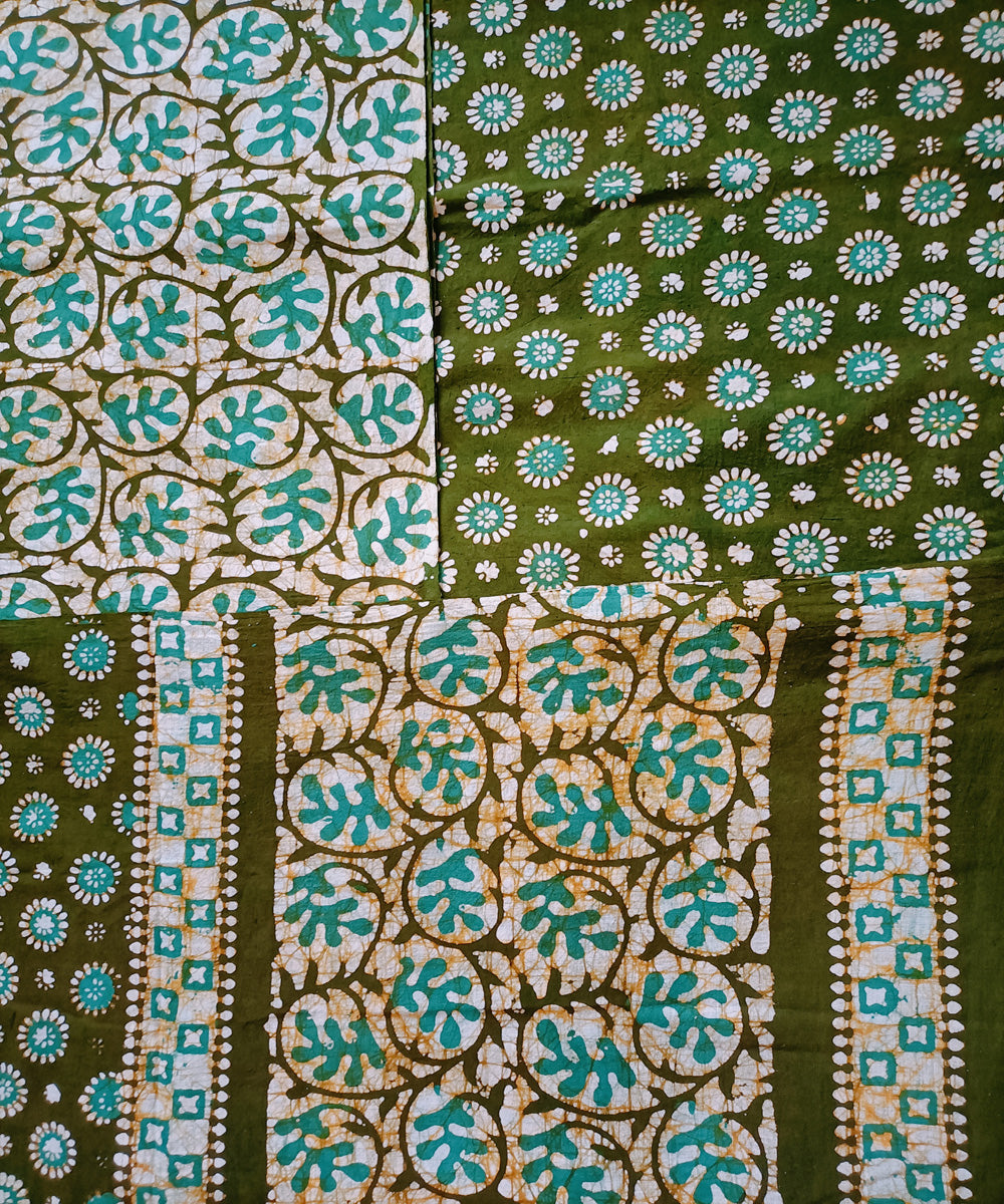 3pc Sea green handspun handwoven cotton batik dress material
