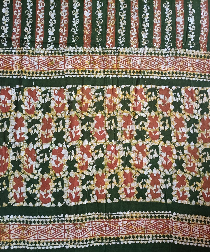 3pc Green orange handspun handwoven cotton batik dress material