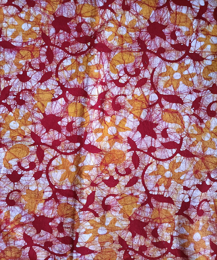 3pc Red yellow handspun handwoven cotton batik dress material