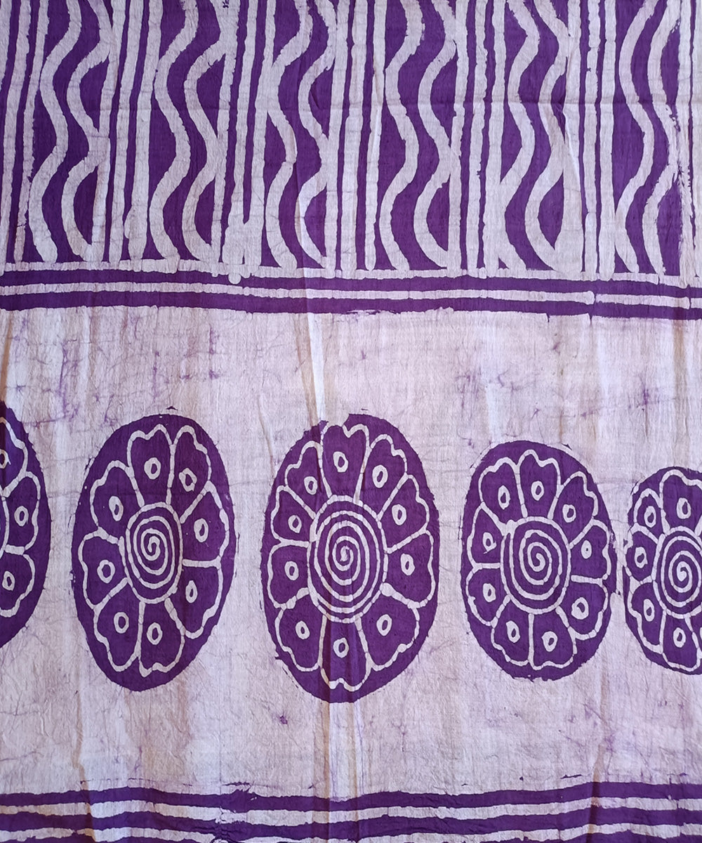 3pc Purple Brown handspun handwoven cotton batik dress material