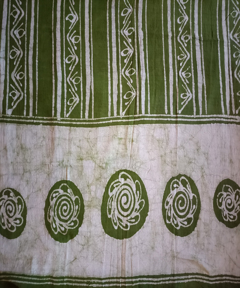 3pc Green black handwoven handspun cotton batik dress material