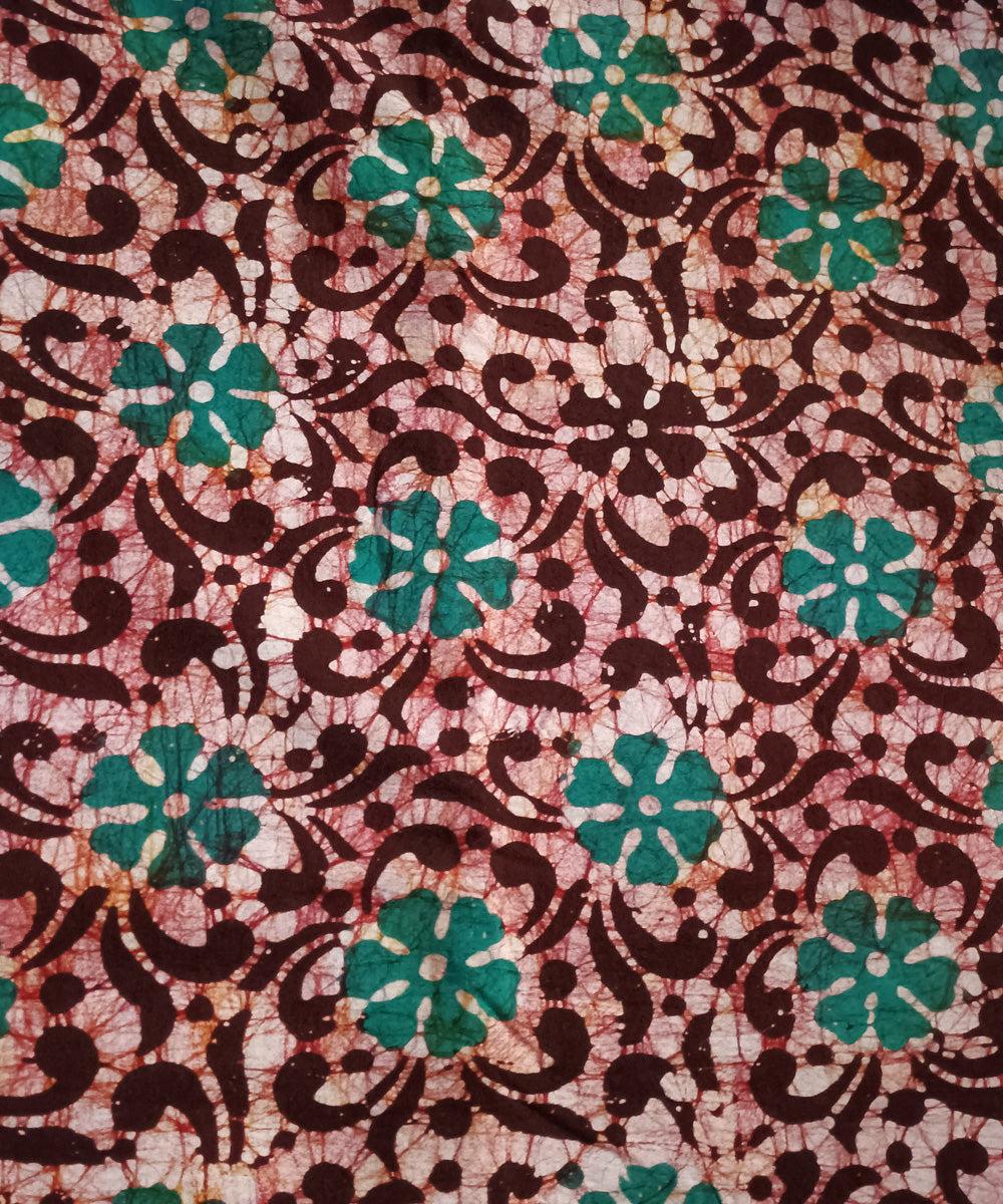 3pc Brown green handspun handwoven cotton batik dress material