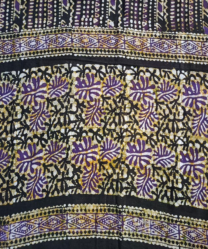 3pc Black purple handspun handwoven cotton batik dress material