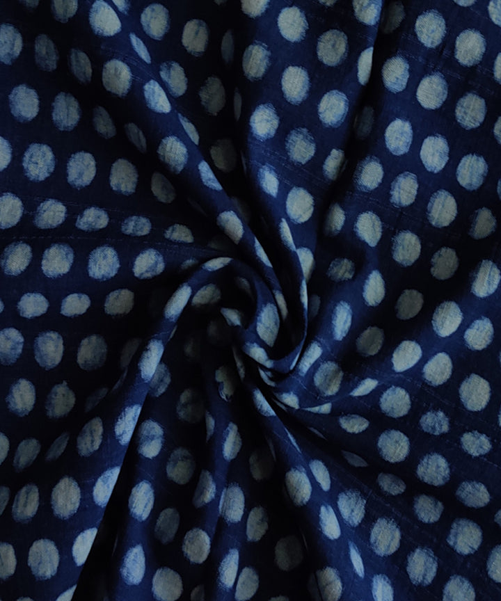 Blue white hand spun handwoven cotton dabu blouse piece