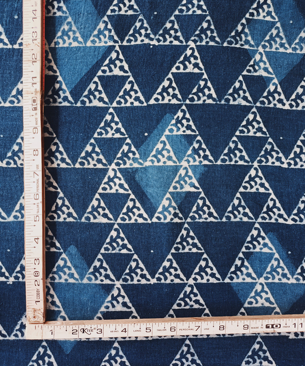 2.5 m Indigo dyed handspun handwoven cotton dabu print kurta material