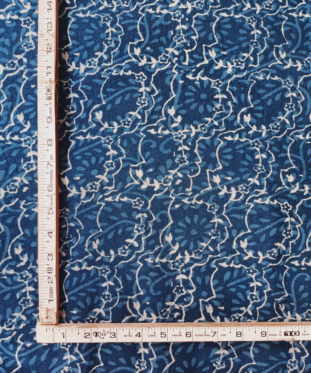 2.5m Indigo hand spun hand woven cotton dabu print kurta material