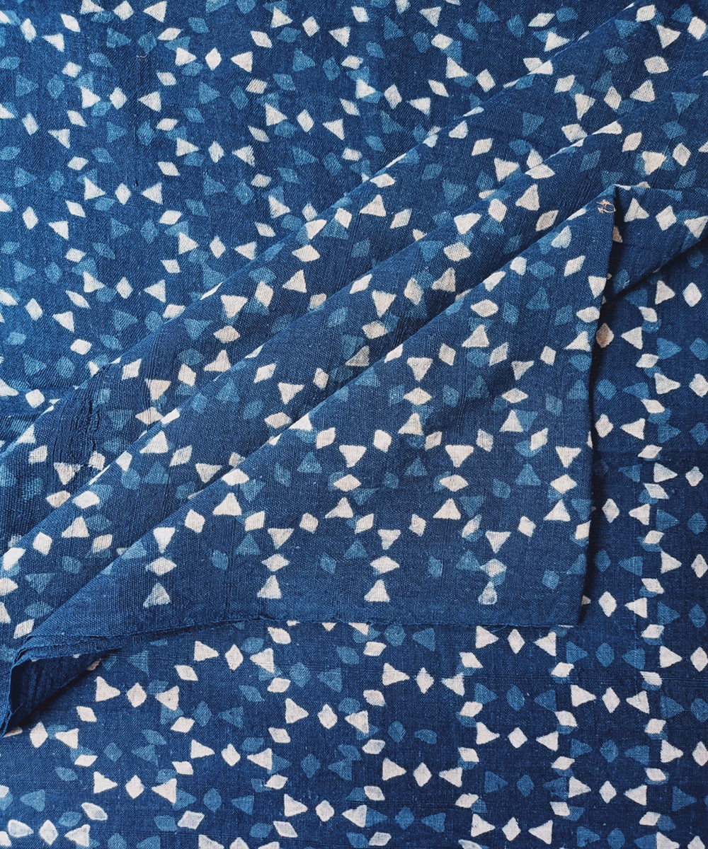 2.5 m Indigo handspun hand woven cotton dabu print kurta material