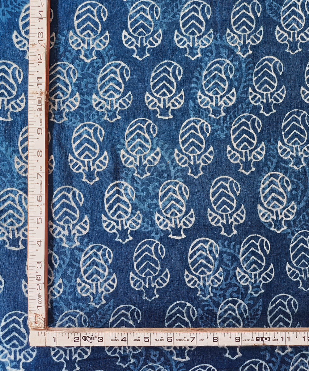 2.5 m Indigo hand spun handwoven cotton dabu print kurta material