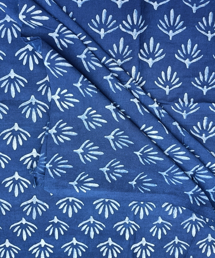 Blue handspun handwoven natural dye dabu printed cotton blouse piece