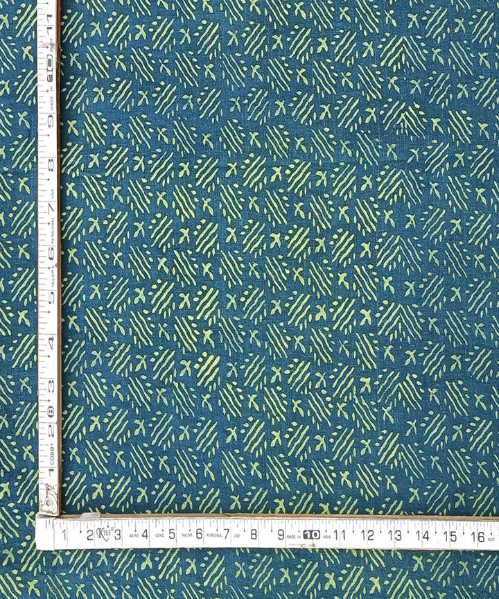 2.5m Green natural dye handspun hand woven cotton dabu kurta fabric