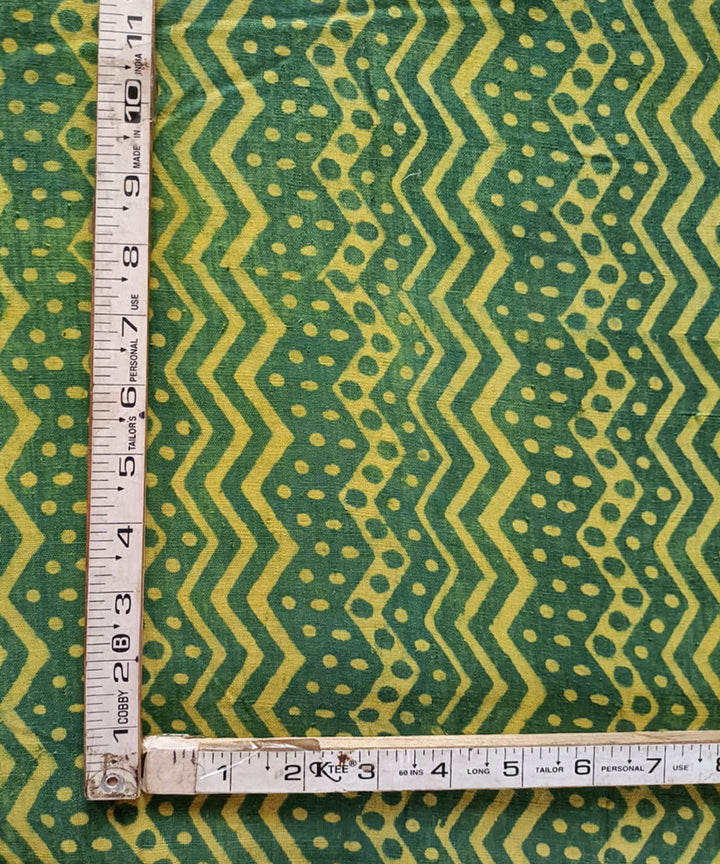 2.5 m Green yellow hand spun handwoven cotton dabu kurta material