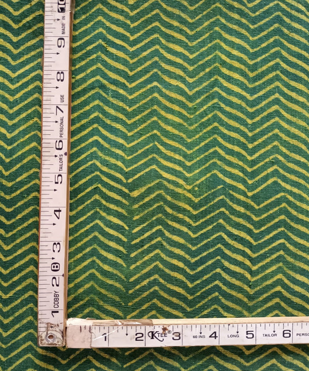 2.5m Green yellow hand woven handspun cotton dabu print kurta material