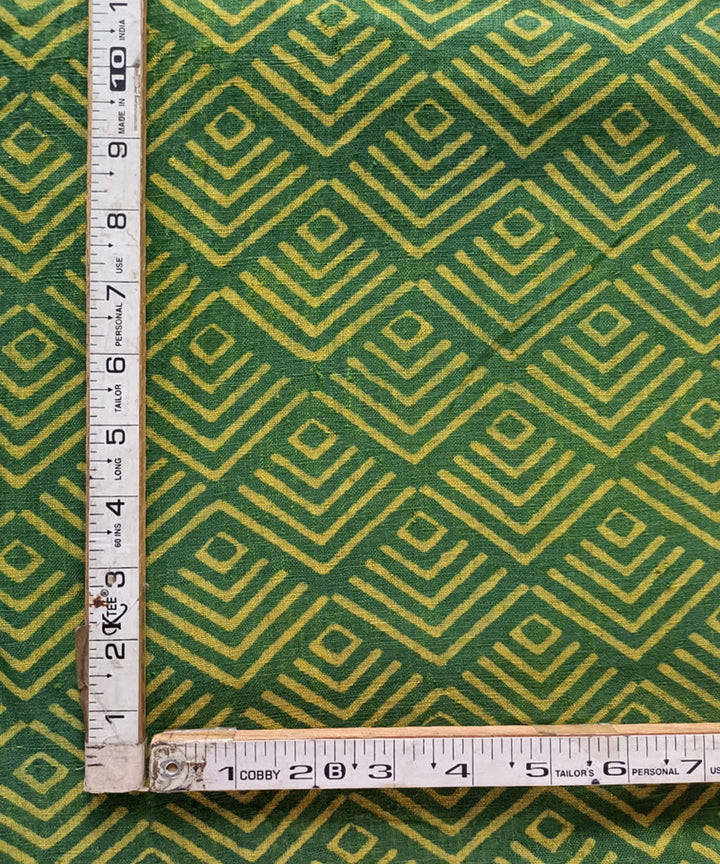 2.5m Yellow Green handspun handwoven cotton dabu kurta material