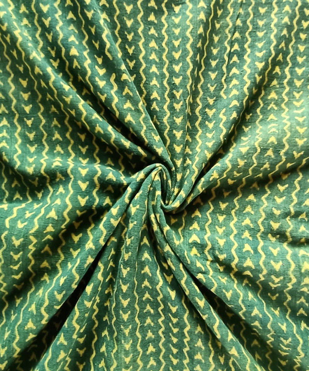 2.5m Green yellow handspun hand woven cotton dabu kurta material
