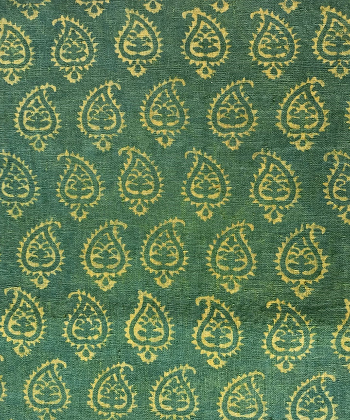 2.5m Green yellow handspun handwoven cotton dabu kurta material