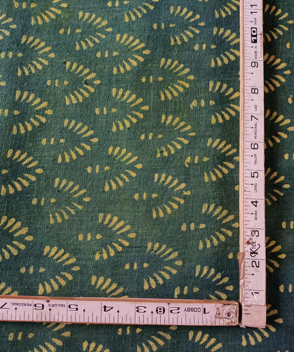 2.5 m Green yellow handspun handwoven cotton dabu kurta material