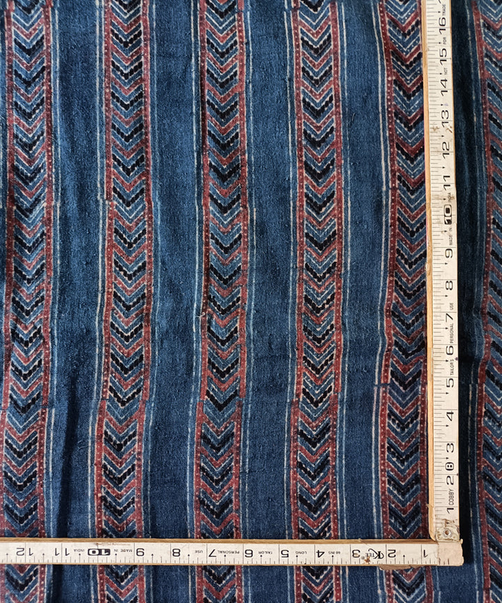 2.5m Blue red black handspun handwoven cotton ajrakh kurta material