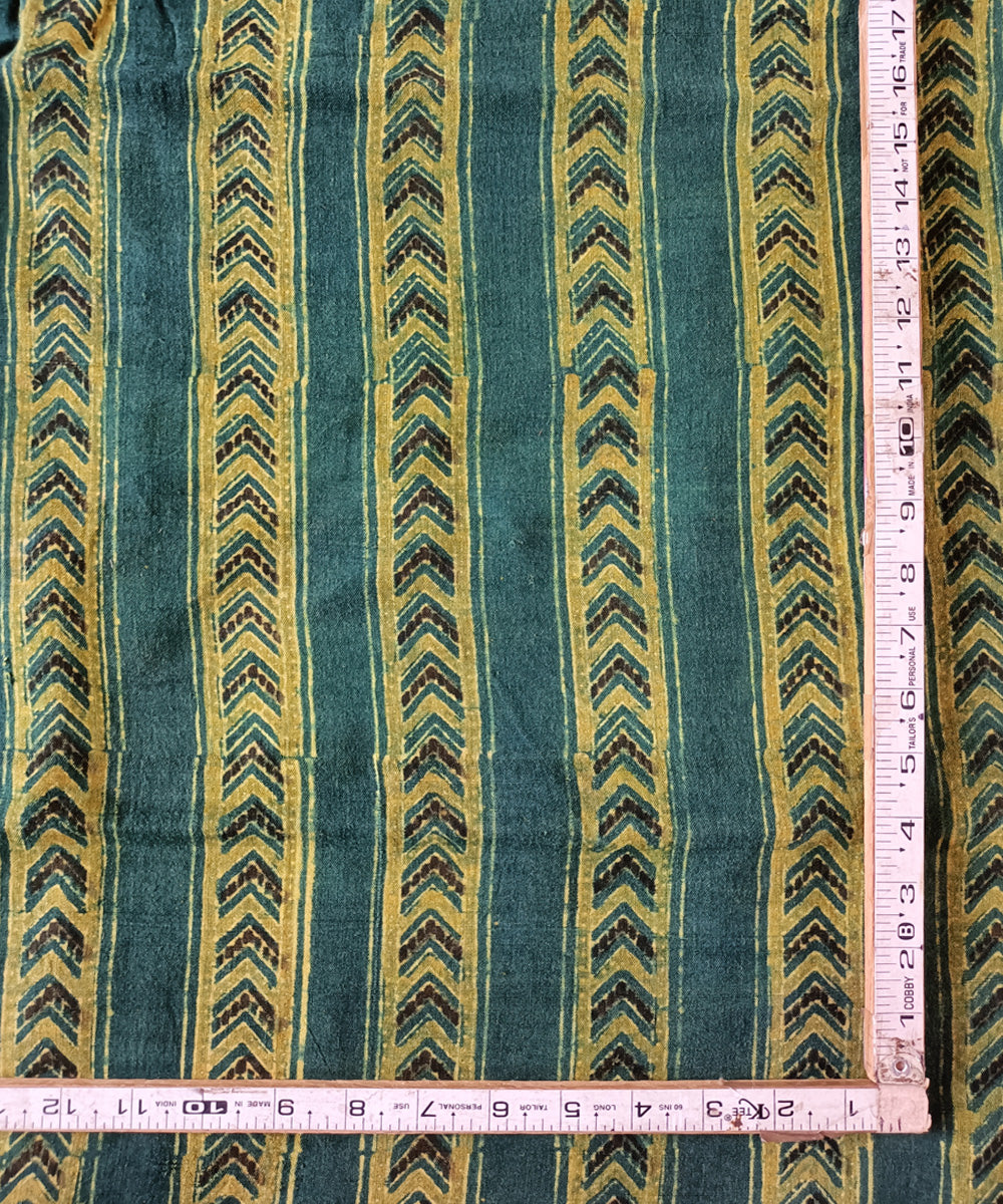 2.5m Green yellow handspun handwoven cotton ajrakh kurta material