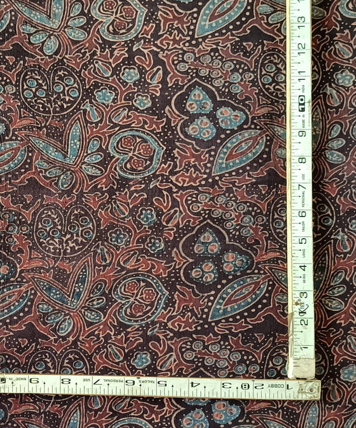 2.5m Brown red blue handspun handwoven cotton ajrakh kurta material