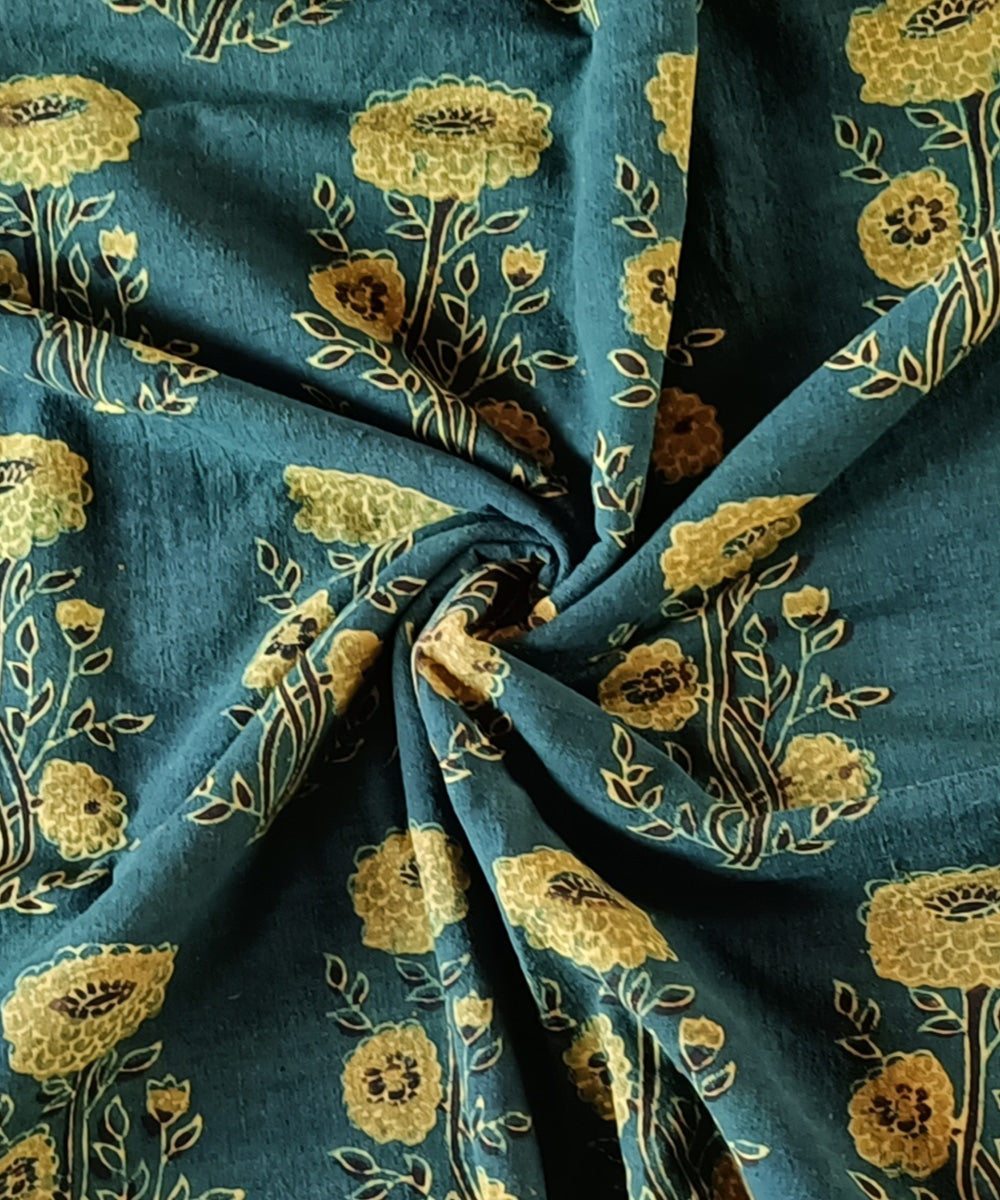 2.5m Green yellow handspun handwoven cotton ajrakh print material
