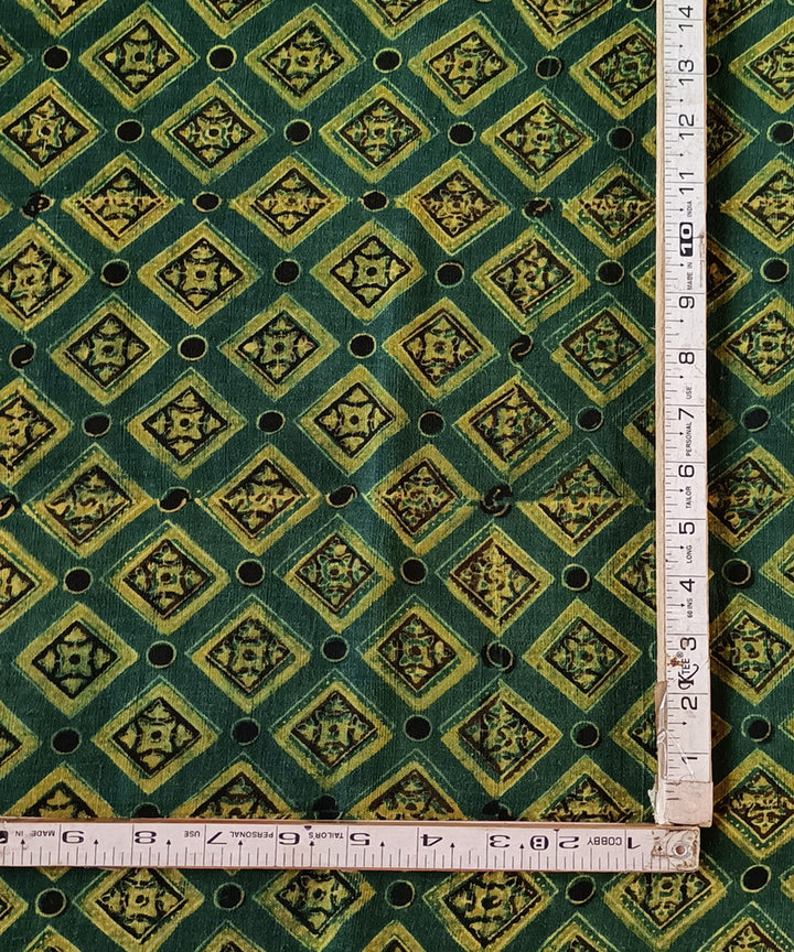 2.5m Green yellow handspun handwoven ajrakh cotton kurta material