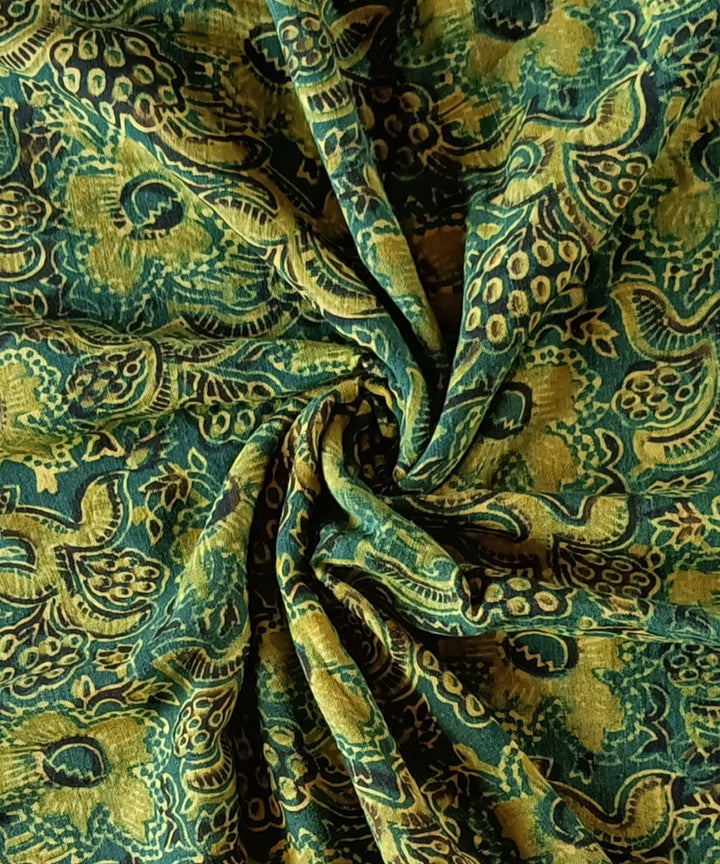 2.5m Yellow green handspun handwoven ajrakh cotton kurta material