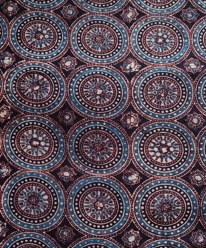 2.5m Black blue handspun handwoven cotton ajarakh print kurta material