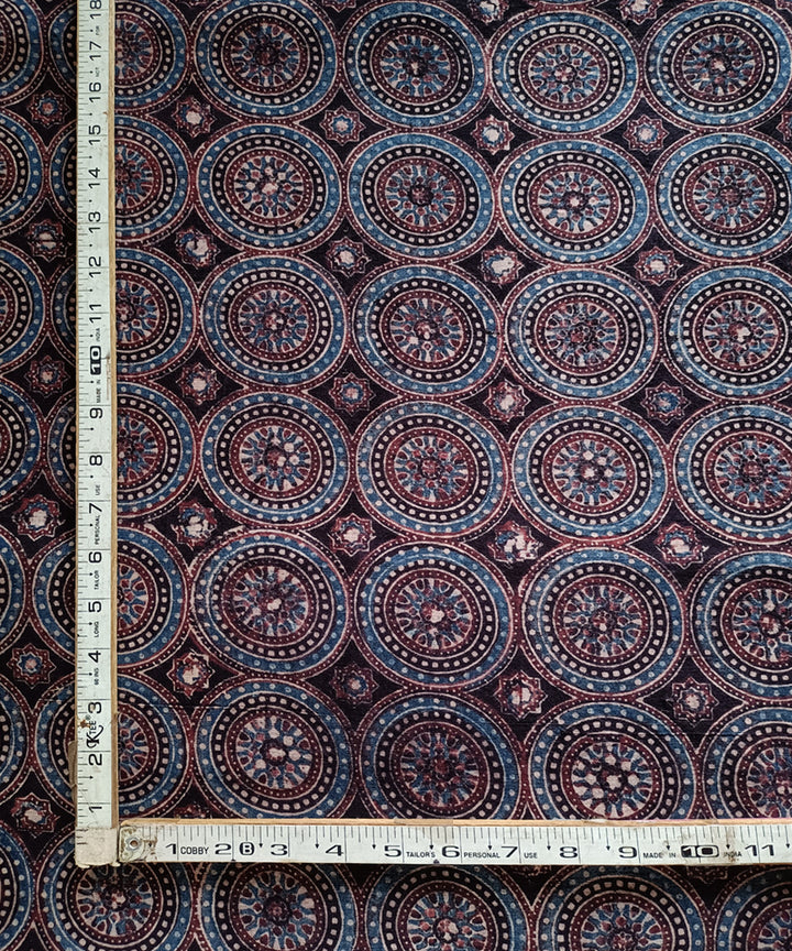 2.5m Black blue handspun handwoven cotton ajarakh print kurta material
