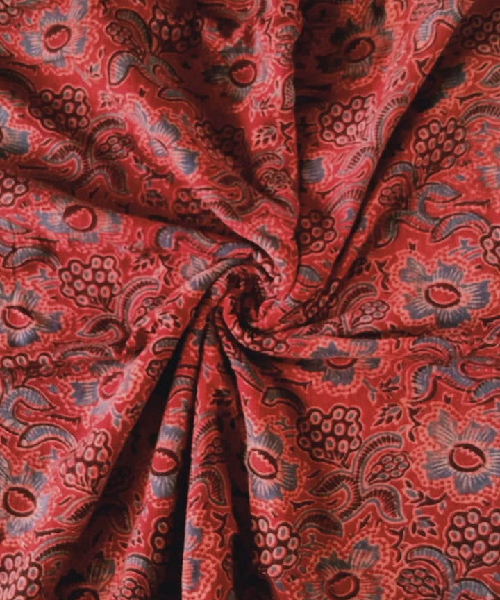 2.5m Red blue handspun handwoven cotton ajrakh kurta material