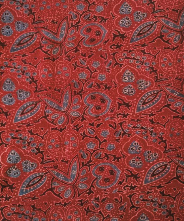 2.5m Red black handspun handwoven ajrakh cotton print kurta material