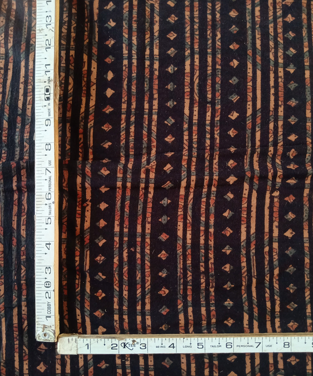 2.5m Black orange hand spun hand woven cotton ajrakh kurta material