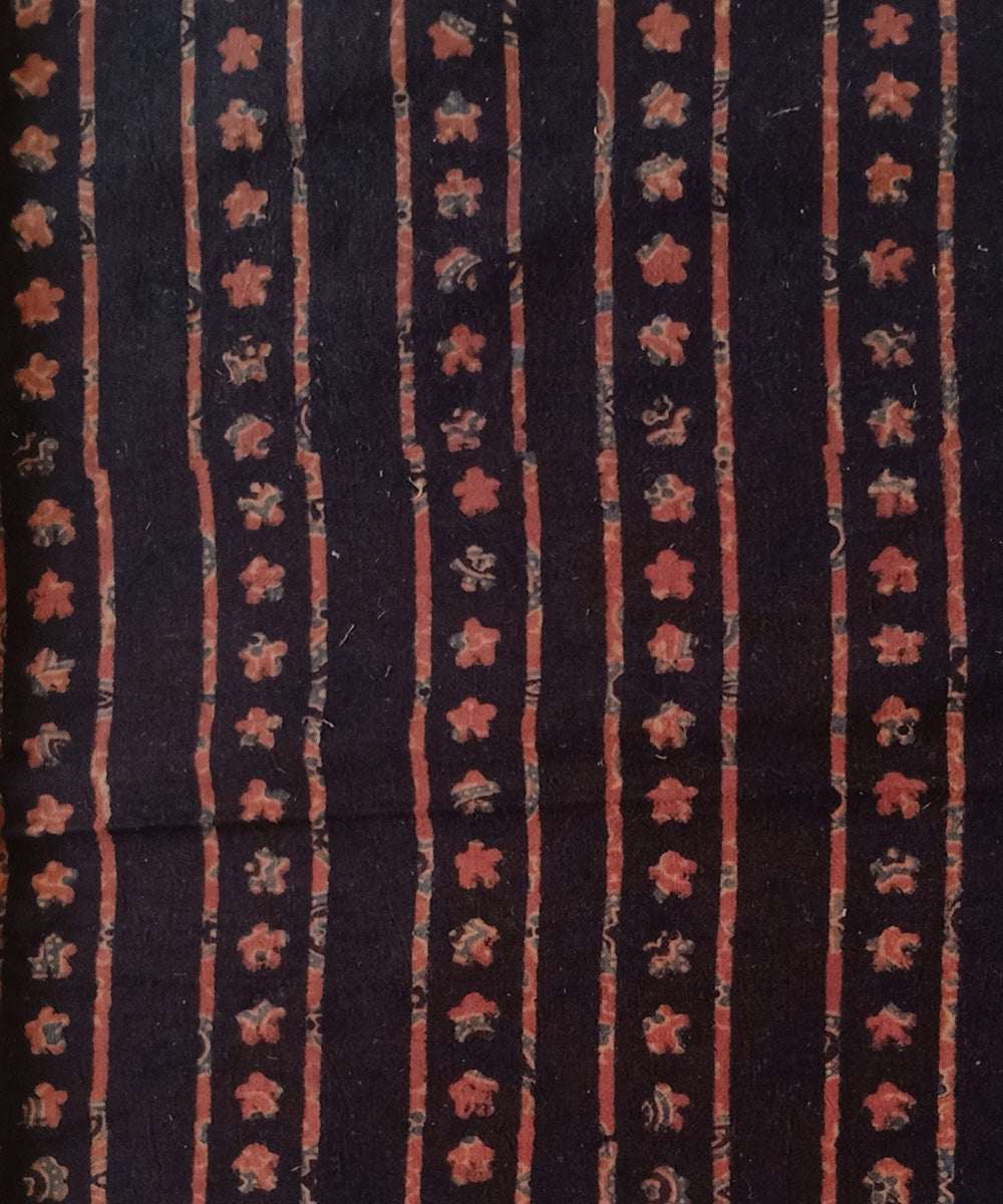 2.5m Black red blue handspun hand woven cotton ajrakh kurta material