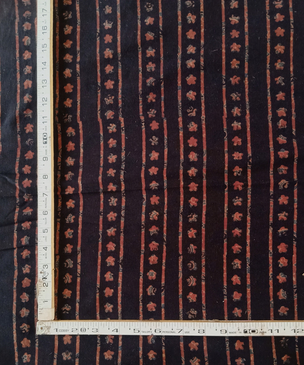 2.5m Black red blue handspun hand woven cotton ajrakh kurta material