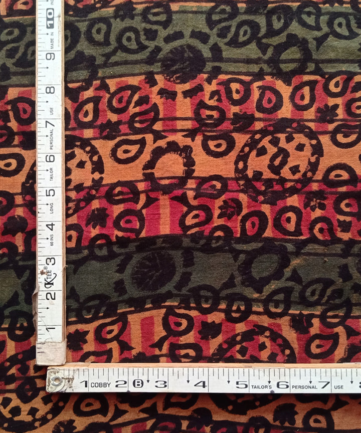 2.5m Yellow red black handspun handwoven cotton ajrakh kurta material