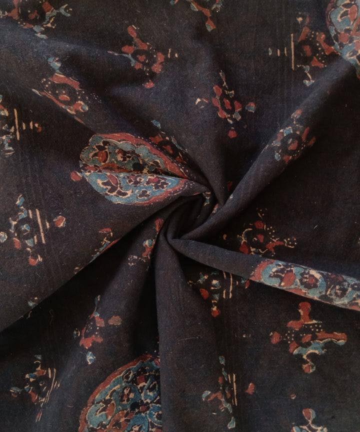 Black orange horangespun horangewoven cotton ajrakh blouse piece