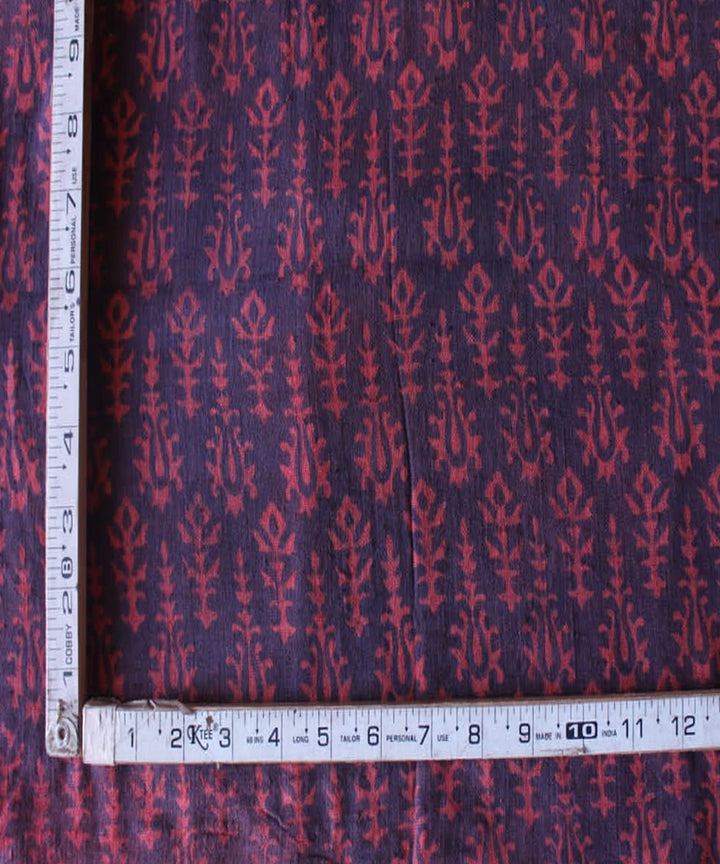 2.5 m Purple red hand spun handwoven cotton dabu print kurta material