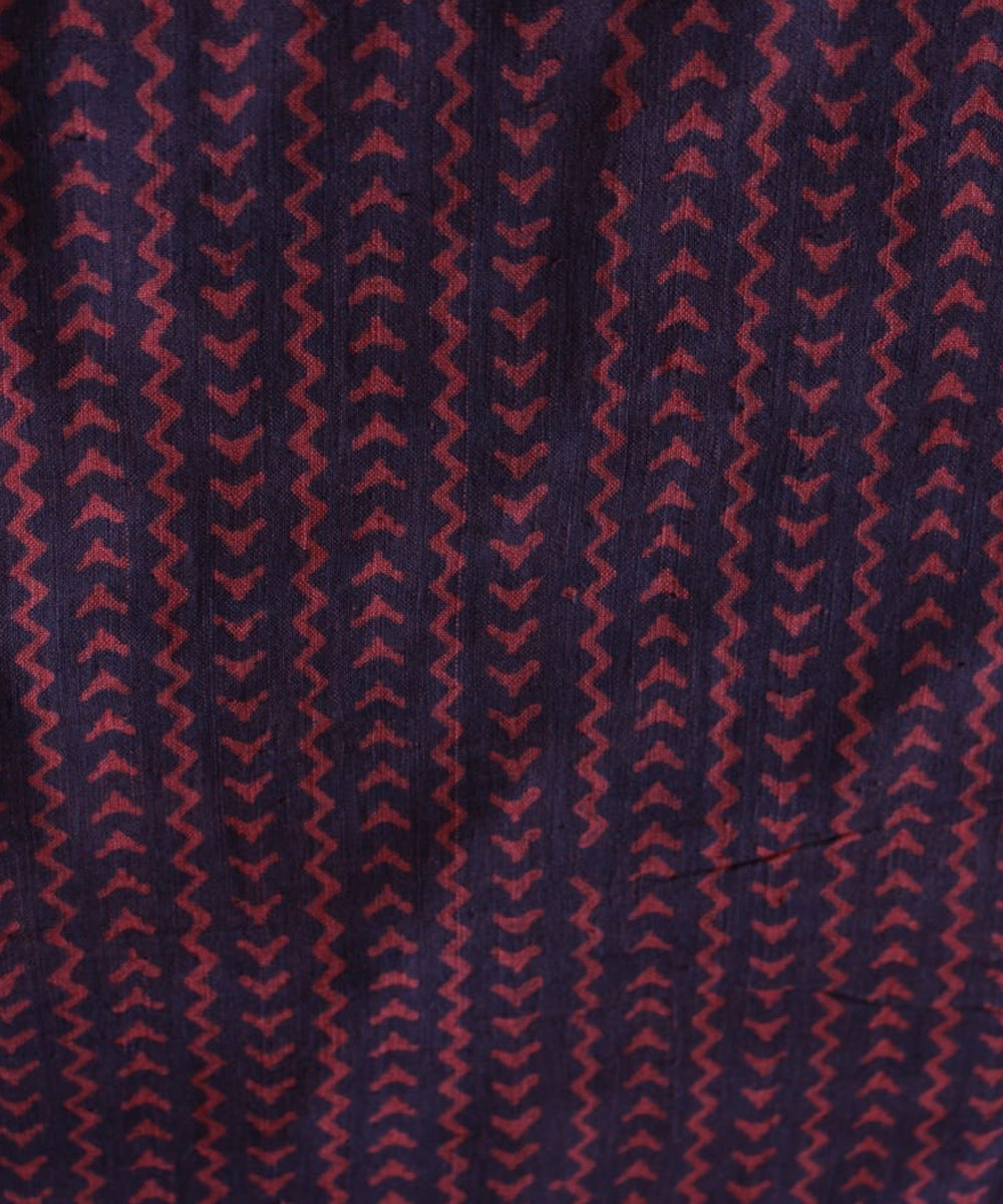 2.5 m Purple red handspun hand woven cotton dabu print kurta material