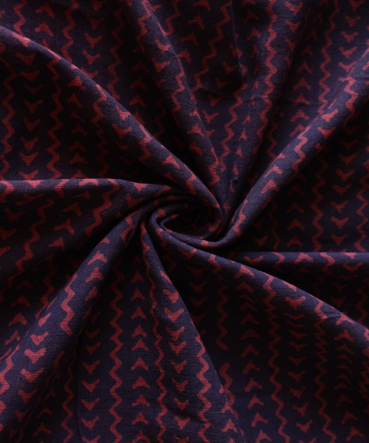2.5 m Purple red handspun hand woven cotton dabu print kurta material