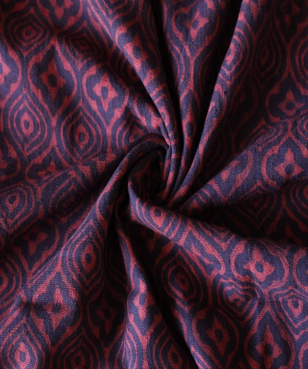 2.5m Purple red handspun handwoven cotton dabu kurta material