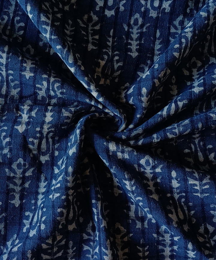 2.5m Indigo dyed hand spun handwoven cotton dabu print kurta material