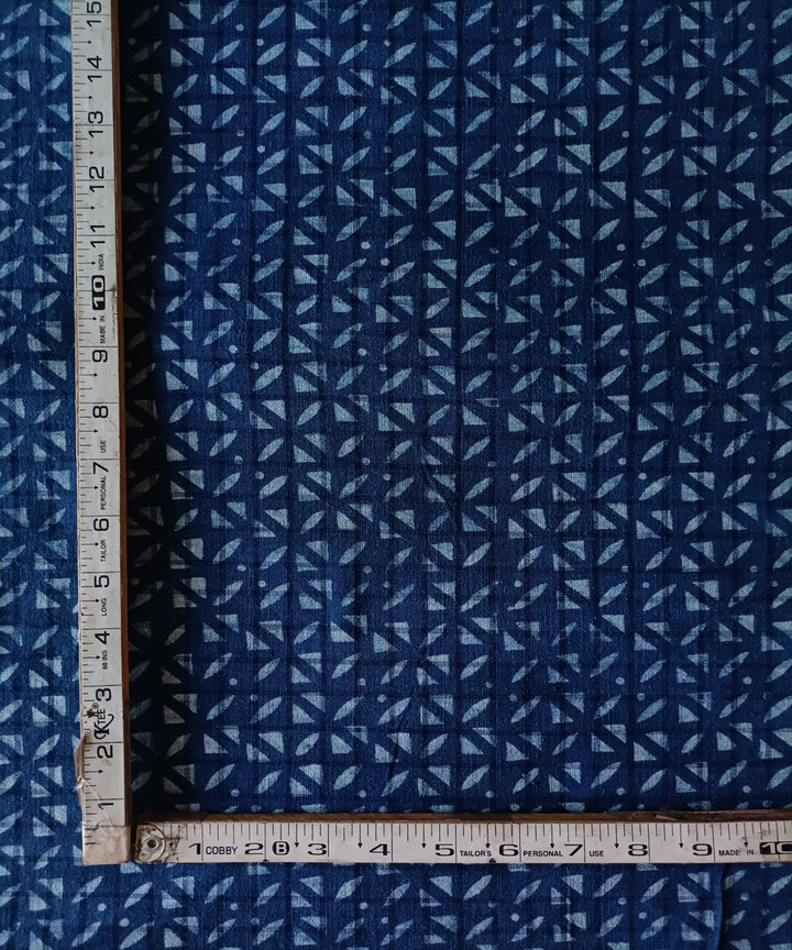 2.5m Indigo dyed handspun hand woven cotton dabu print kurta material