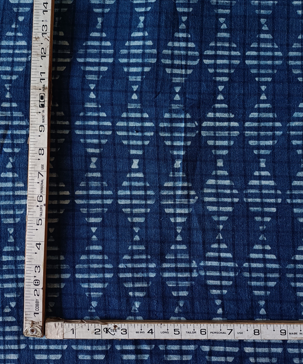 2.5m Indigo handspun handwoven cotton dabu print kurta material