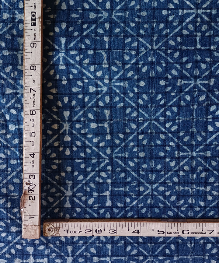 2.5m Indigo handspun hand woven cotton dabu print kurta material