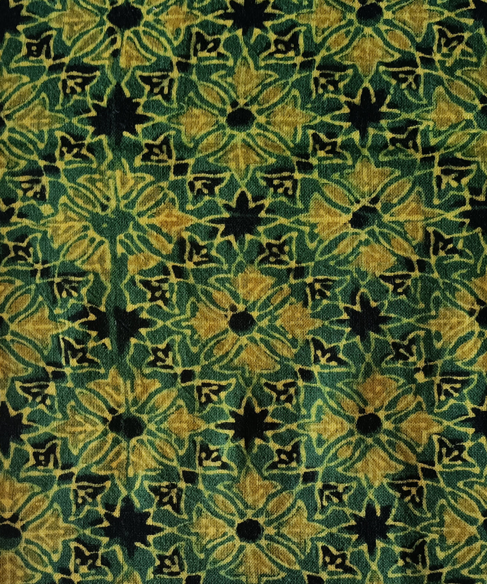 2.5m Green handspun handwoven cotton ajrakh print kurta material